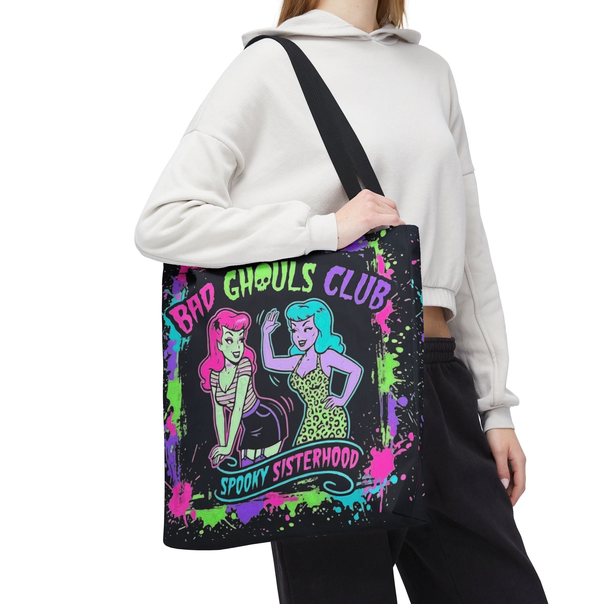 Bad Ghouls Club Tote Bag — Spooky Sisterhood Halloween Canvas Tote