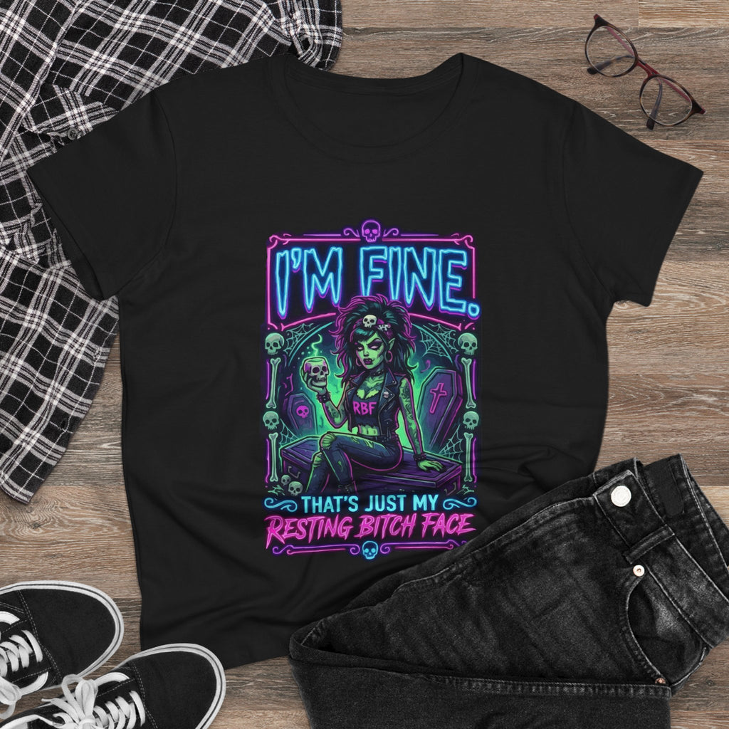 I'm Fine Gothic Tee — "That's Just My Resting Bitch Face" Women's Graphic Shirt
