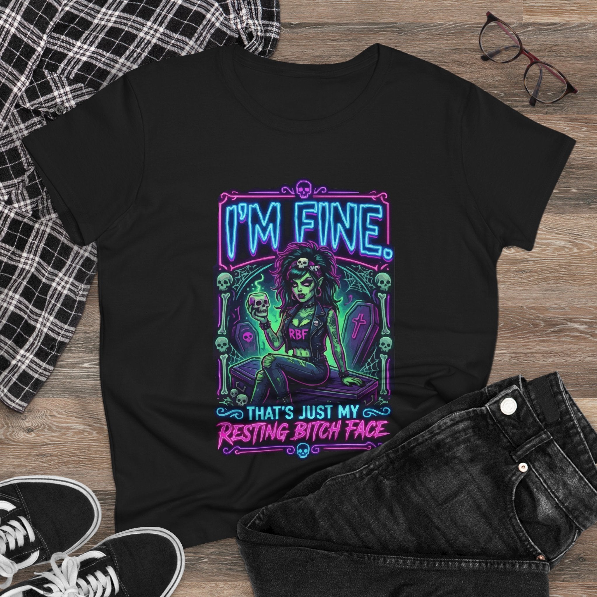 I'm Fine Gothic Tee — "That's Just My Resting Bitch Face" Women's Graphic Shirt