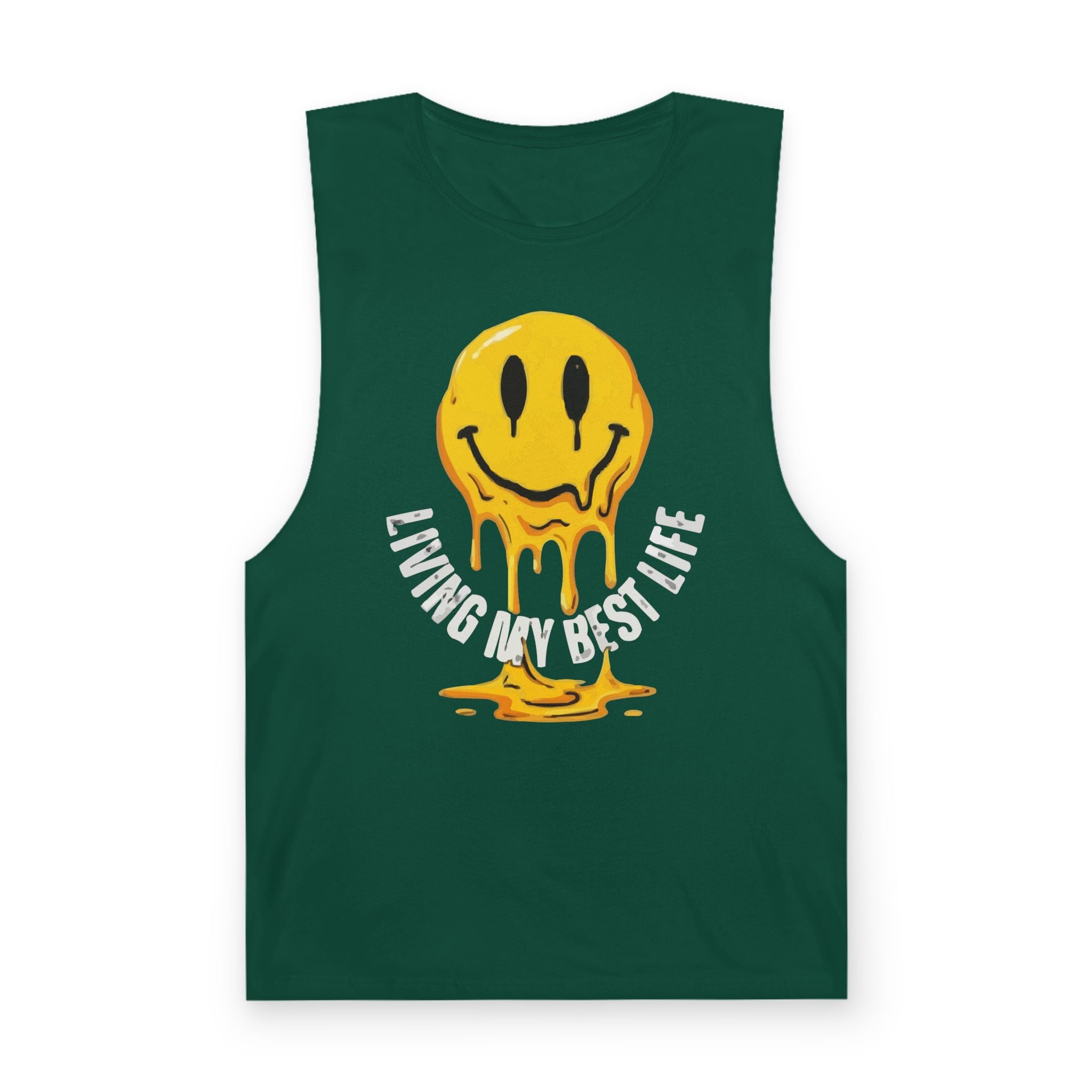 Melting Smile Tank Top — "Living My Best Life" Graphic Muscle Tee
