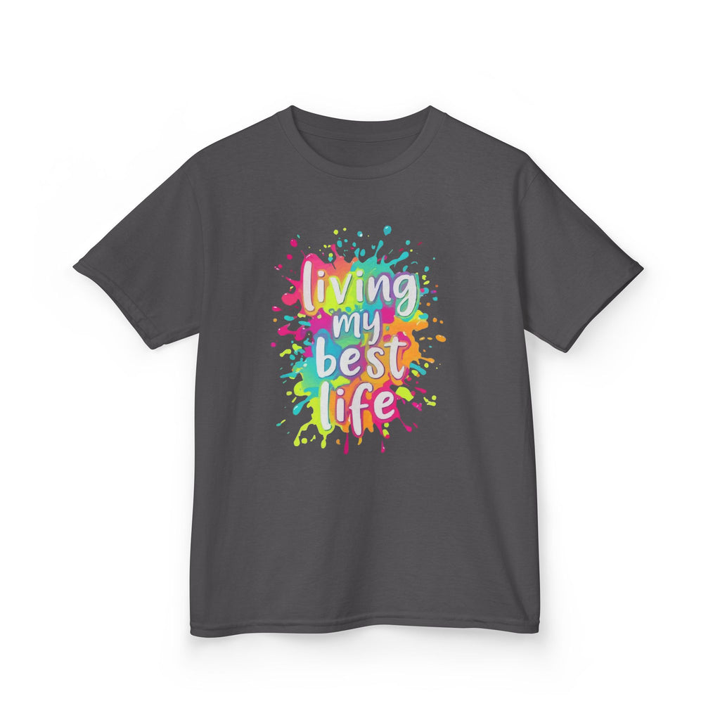 Kids T‑Shirt — "Living My Best Life" Colorful Paint Splash Tee