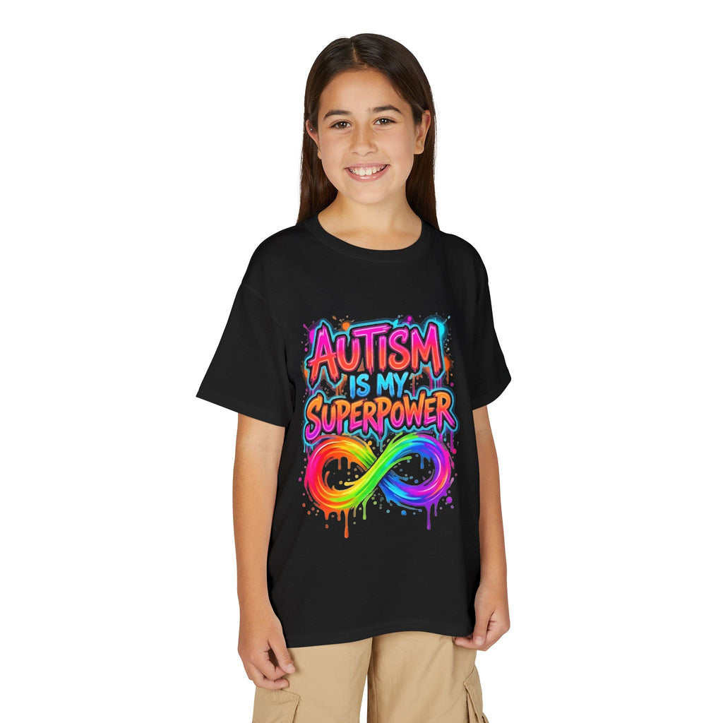 Autism Is My Superpower Youth T‑Shirt — Rainbow Infinity Kids Tee for Autism Awareness