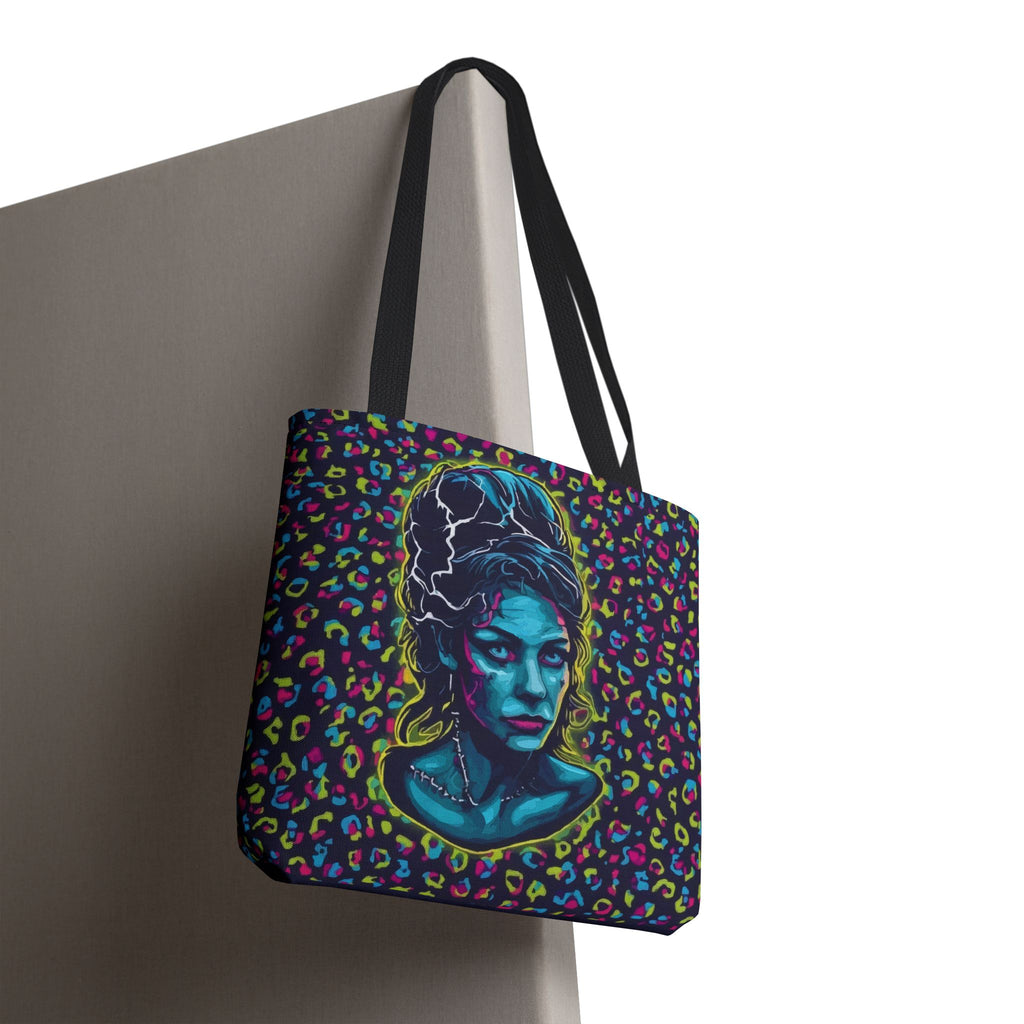Neon Bride of Frankenstein Tote Bag - Retro Pop Art All-Over Print