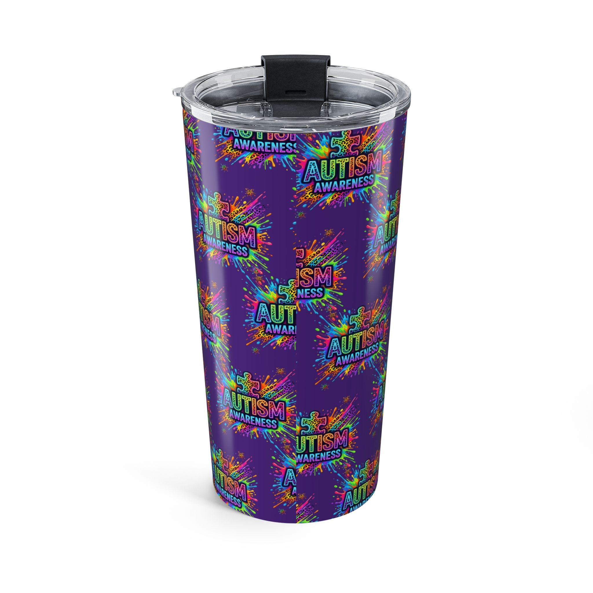 Autism Awareness 20oz Tumbler – Colorful Puzzle Splash Travel Cup
