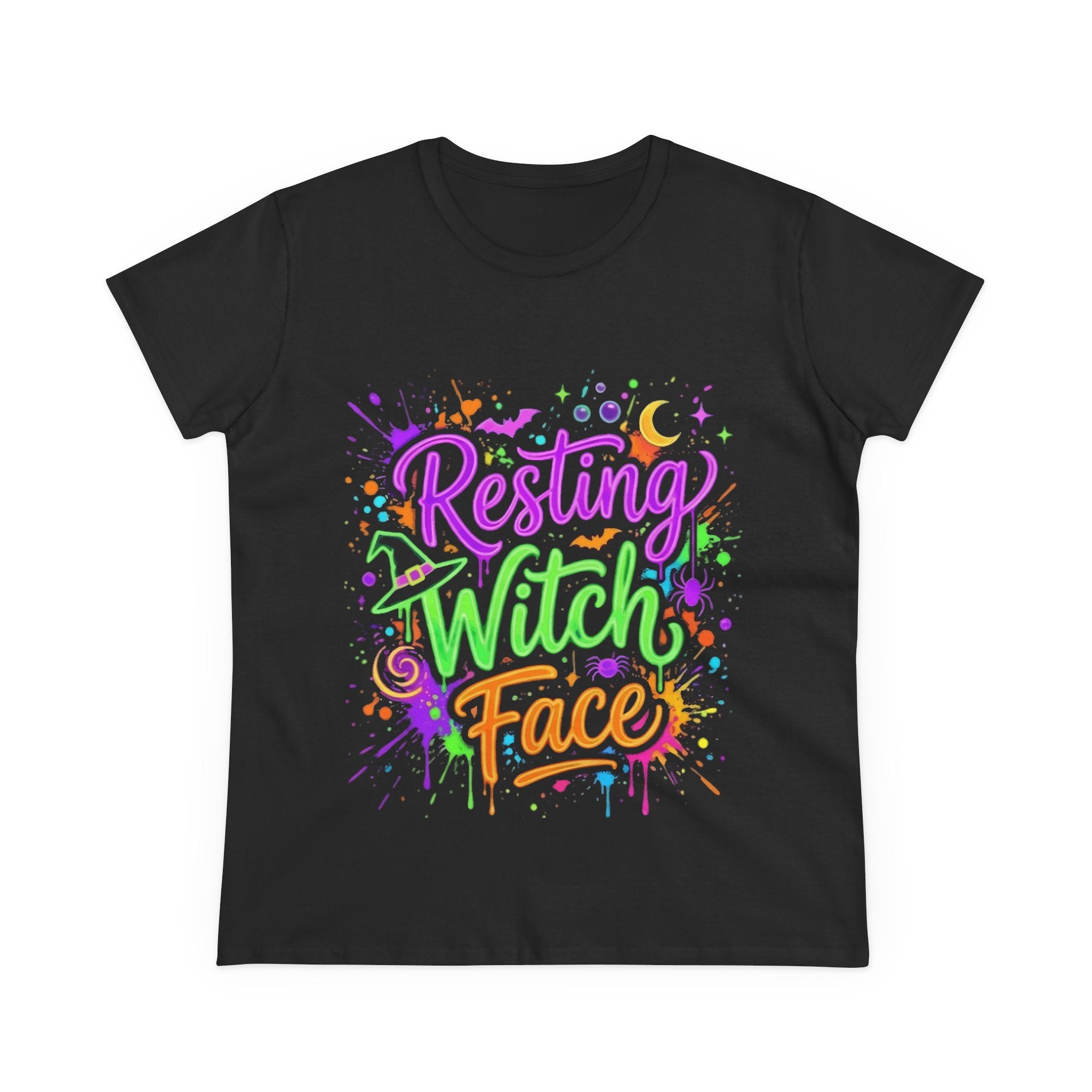 Resting Witch Face Women's Tee — Colorful Halloween Graphic Shirt