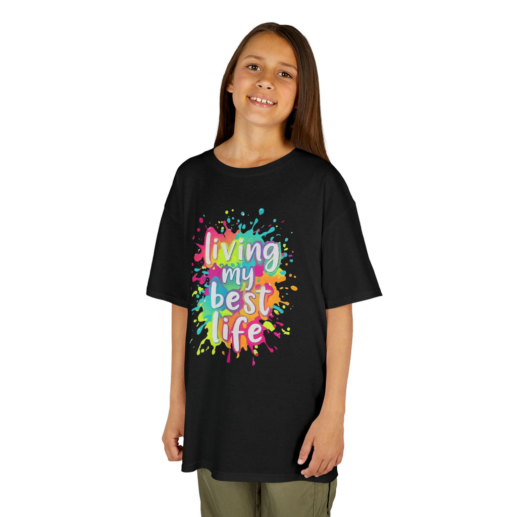 Kids T‑Shirt — "Living My Best Life" Colorful Paint Splash Tee