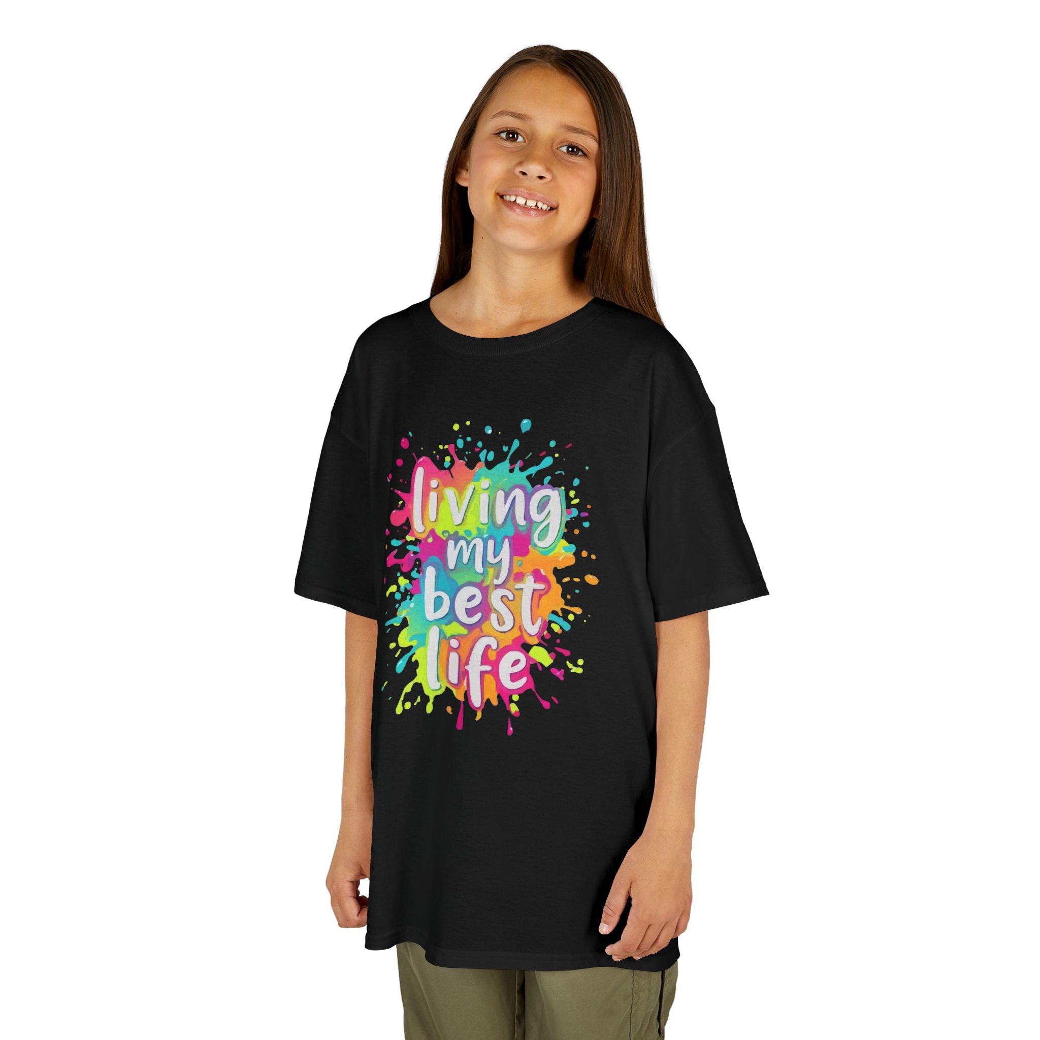Kids T‑Shirt — "Living My Best Life" Colorful Paint Splash Tee