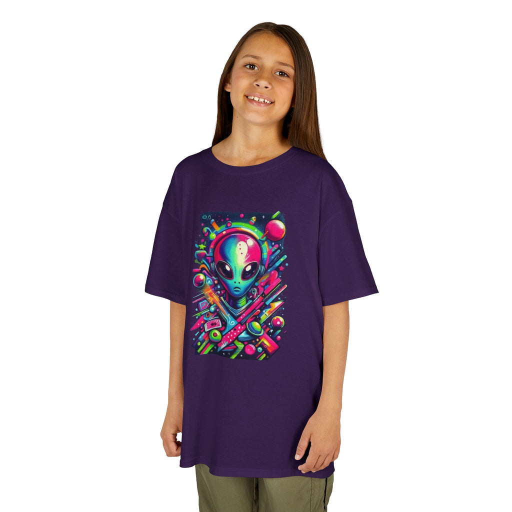 Kids Alien Space Tee — Neon UFO Extraterrestrial Graphic Shirt