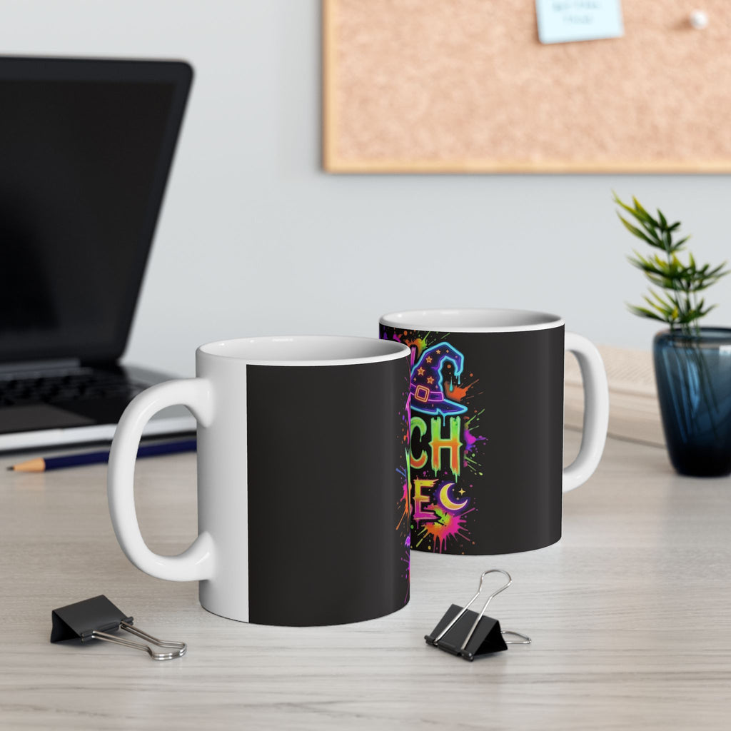 Ceramic Mug — "Restin' Witch Face" Neon Halloween Coffee Mug (11oz & 15oz)