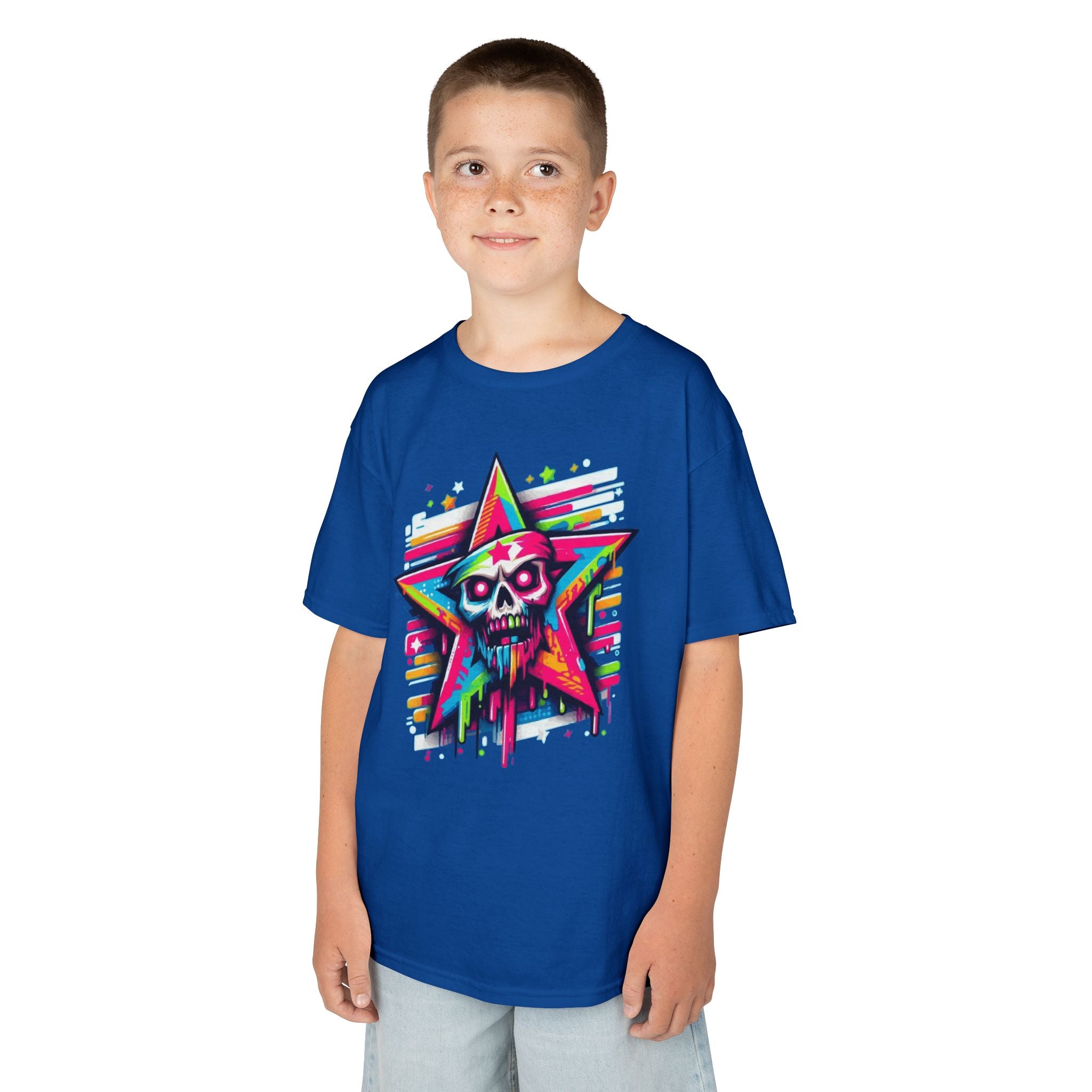 Kids T-Shirt — Neon Drip Zombie Star Graphic Tee