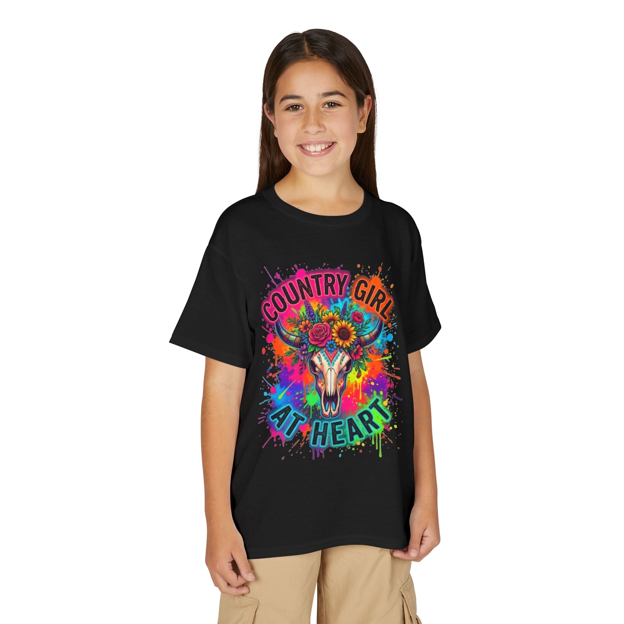 Youth "Country Girl at Heart" Tie-Dye Skull T-Shirt