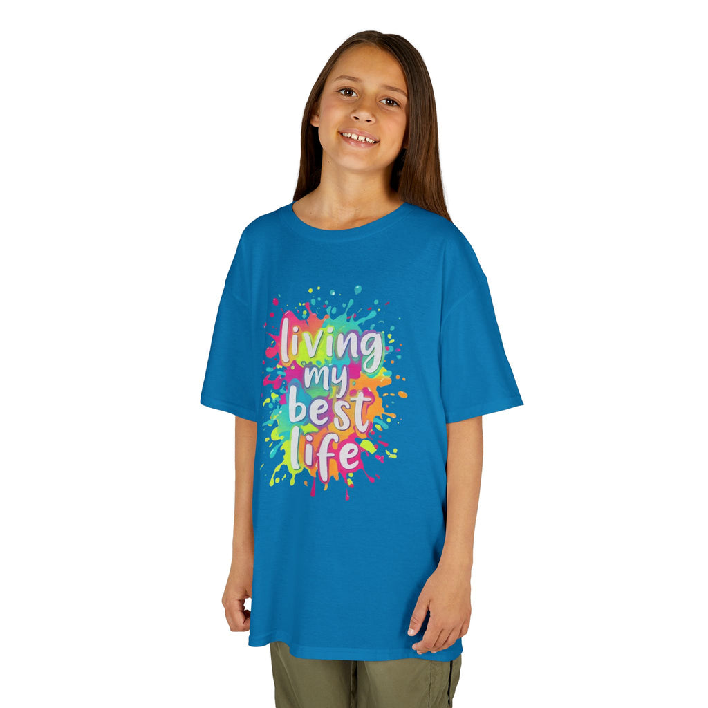 Kids T‑Shirt — "Living My Best Life" Colorful Paint Splash Tee