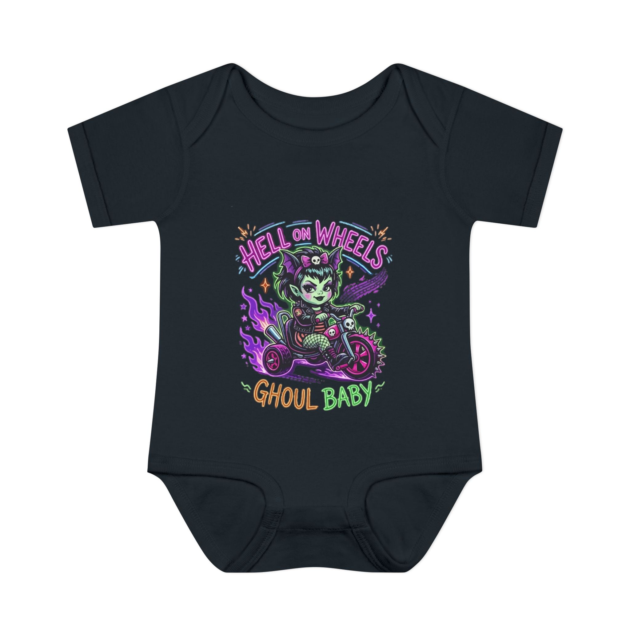 Ghoul Baby Infant Bodysuit — "Hell on Wheels" Retro Halloween Baby Onesie