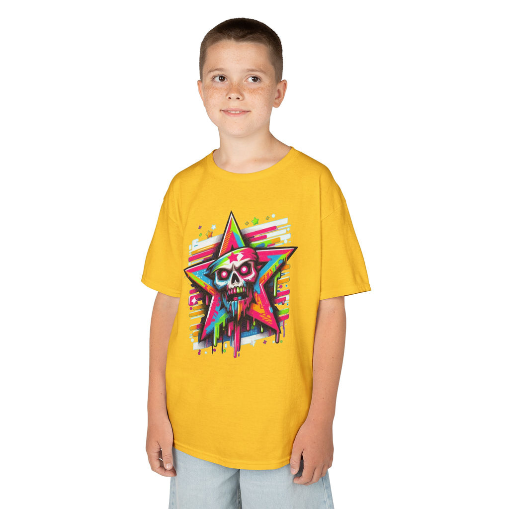 Kids T-Shirt — Neon Drip Zombie Star Graphic Tee