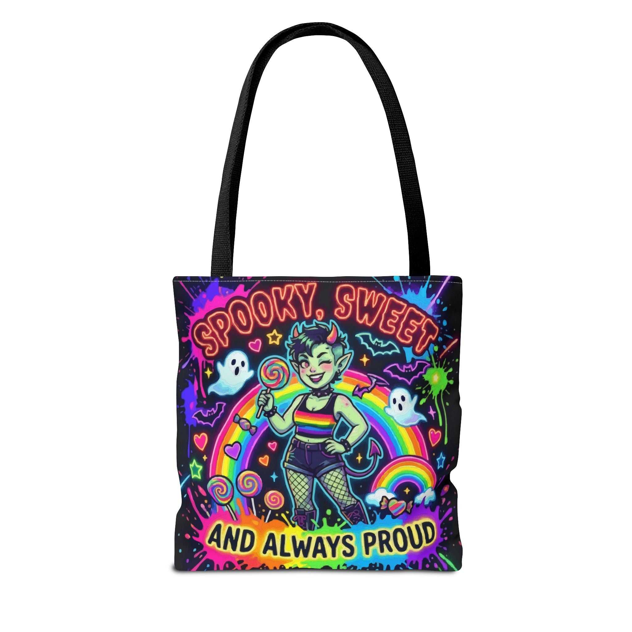 Spooky, Sweet and Always Proud Rainbow Goth Tote Bag