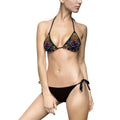 Rose & Leopard Print Triangle Bikini — Women's Floral Animal Print Swimsuit