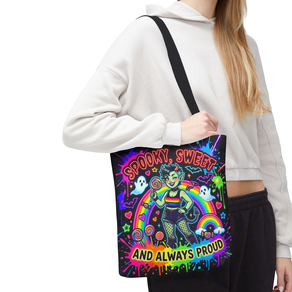Spooky, Sweet and Always Proud Rainbow Goth Tote Bag