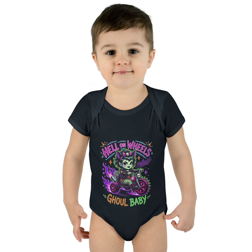 Ghoul Baby Infant Bodysuit — "Hell on Wheels" Retro Halloween Baby Onesie