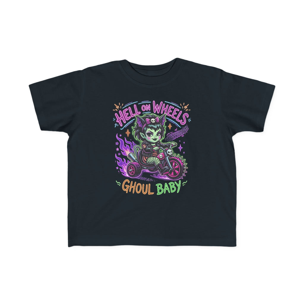 Toddler Tee — "Hell on Wheels, Ghoul Baby" Cute Goth Motorcycle Baby Shirt