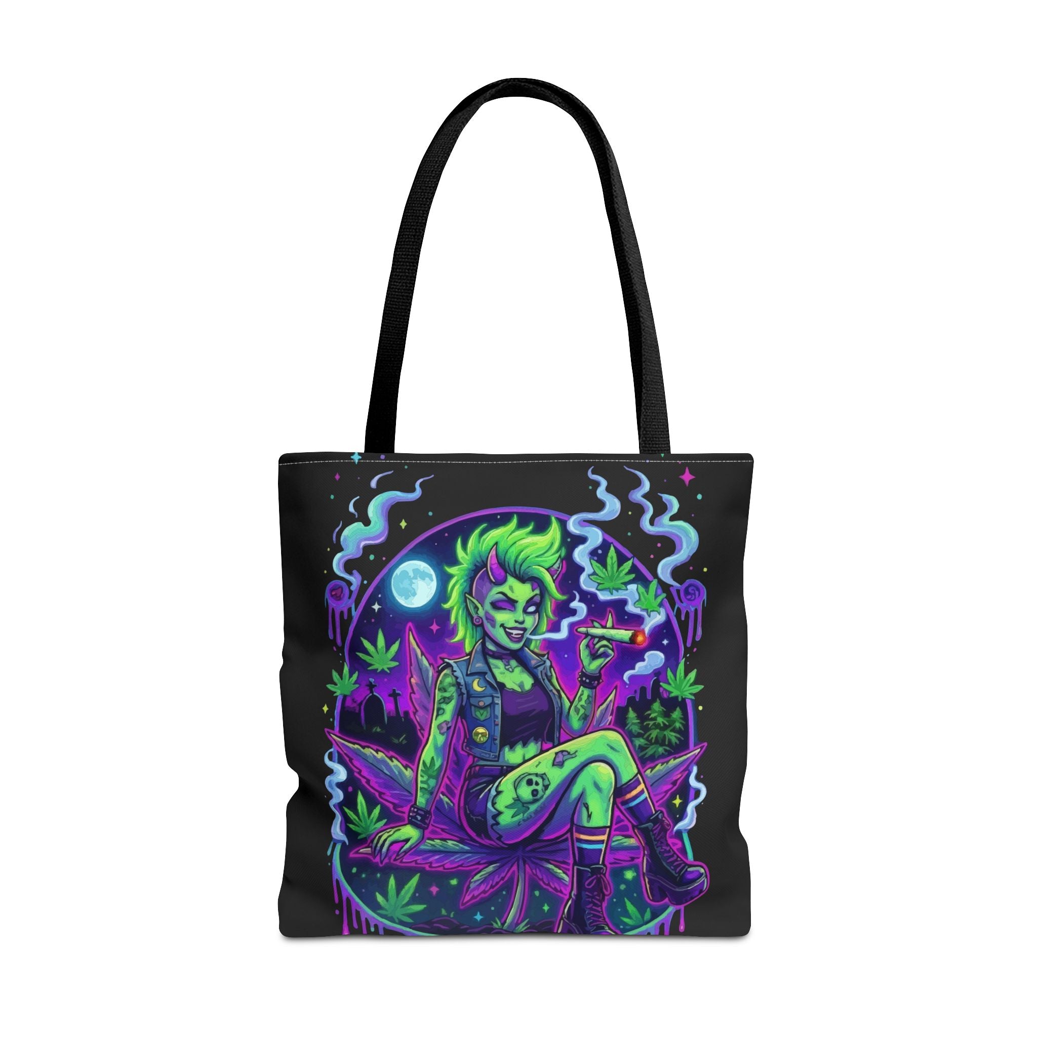Neon Cannabis Tote Bag – Gothic Stoner Goth AOP Carryall