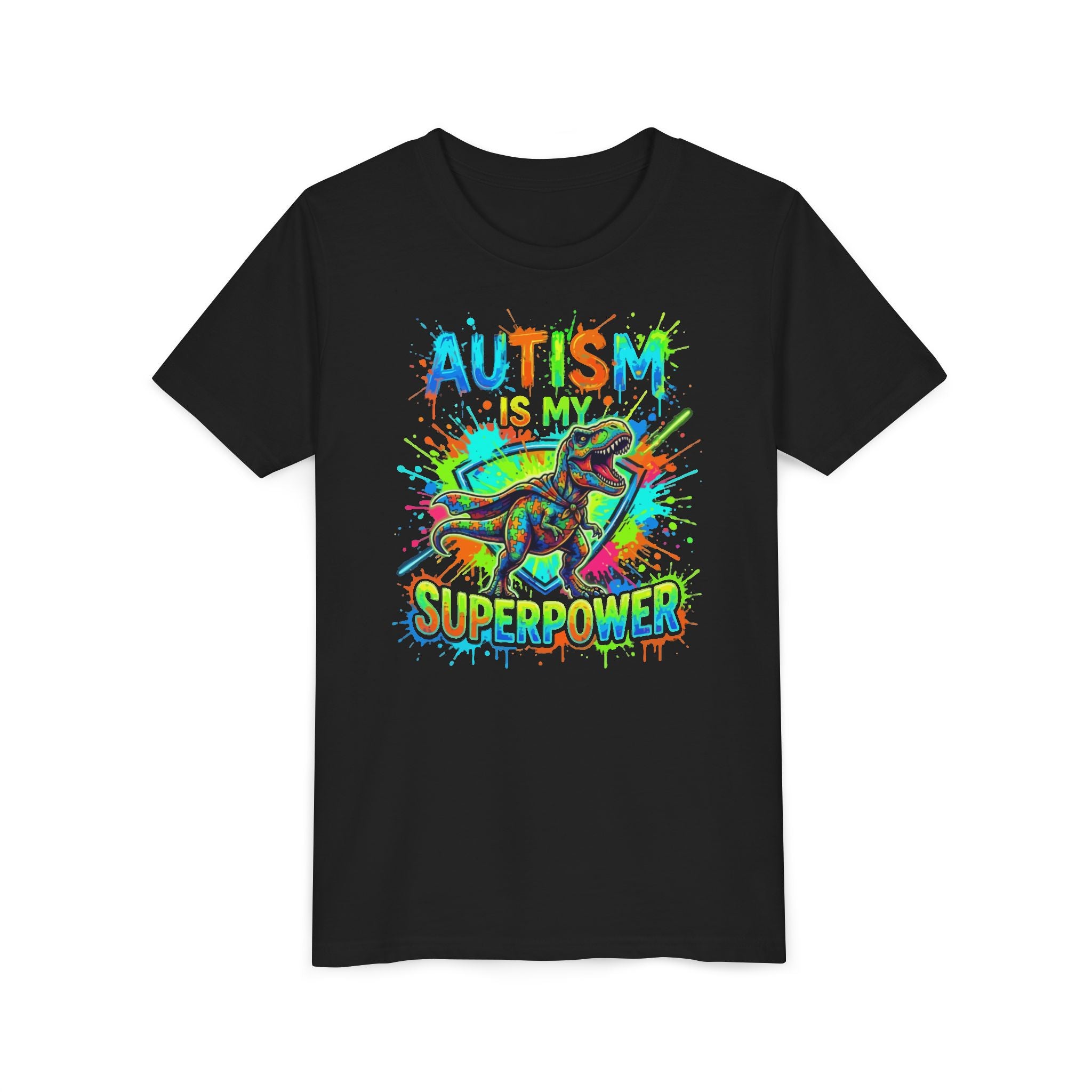 Youth Tee — "Autism Is My Superpower" Colorful Superhero Design