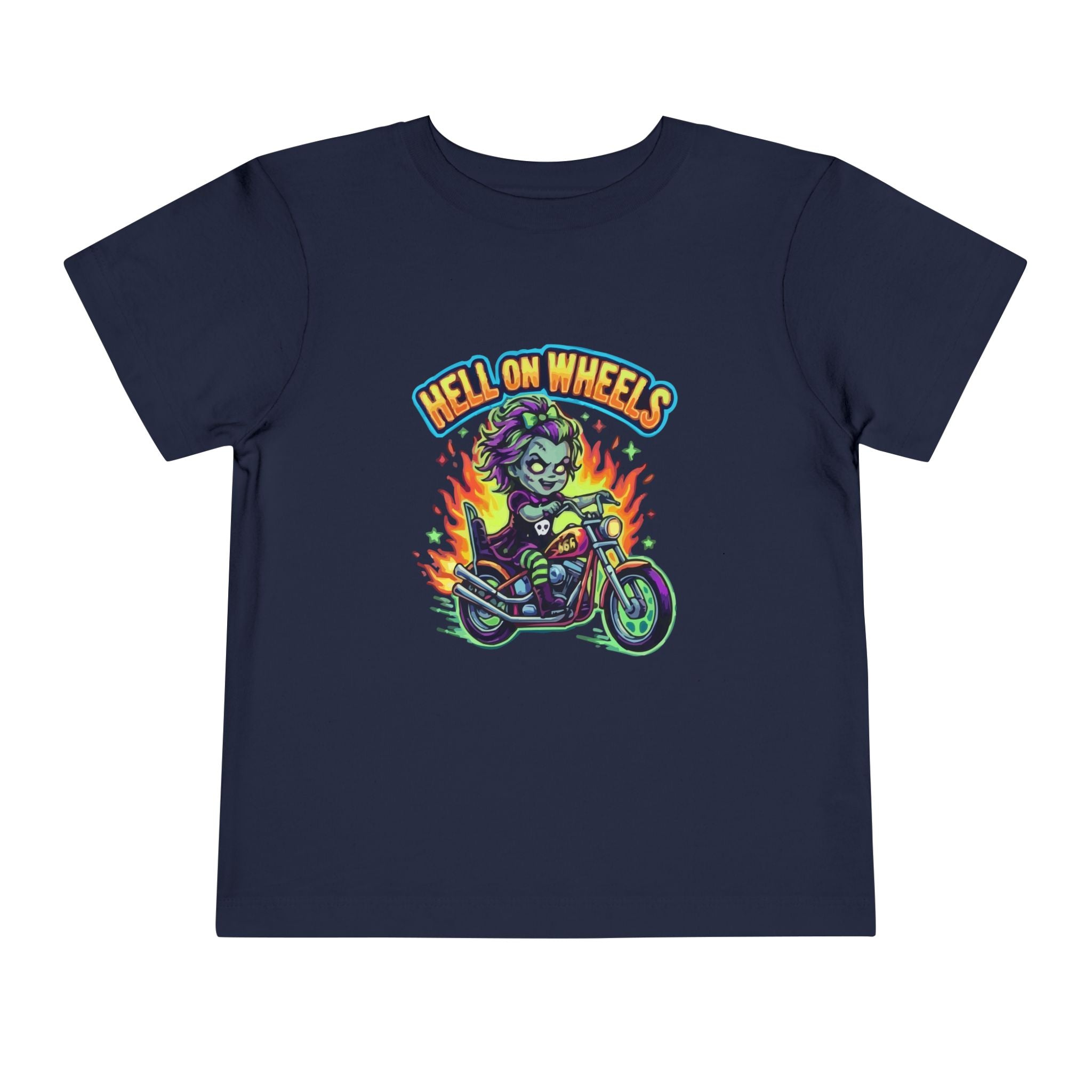 Toddler Tee — "Hell on Wheels" Biker Zombie Graphic Shirt