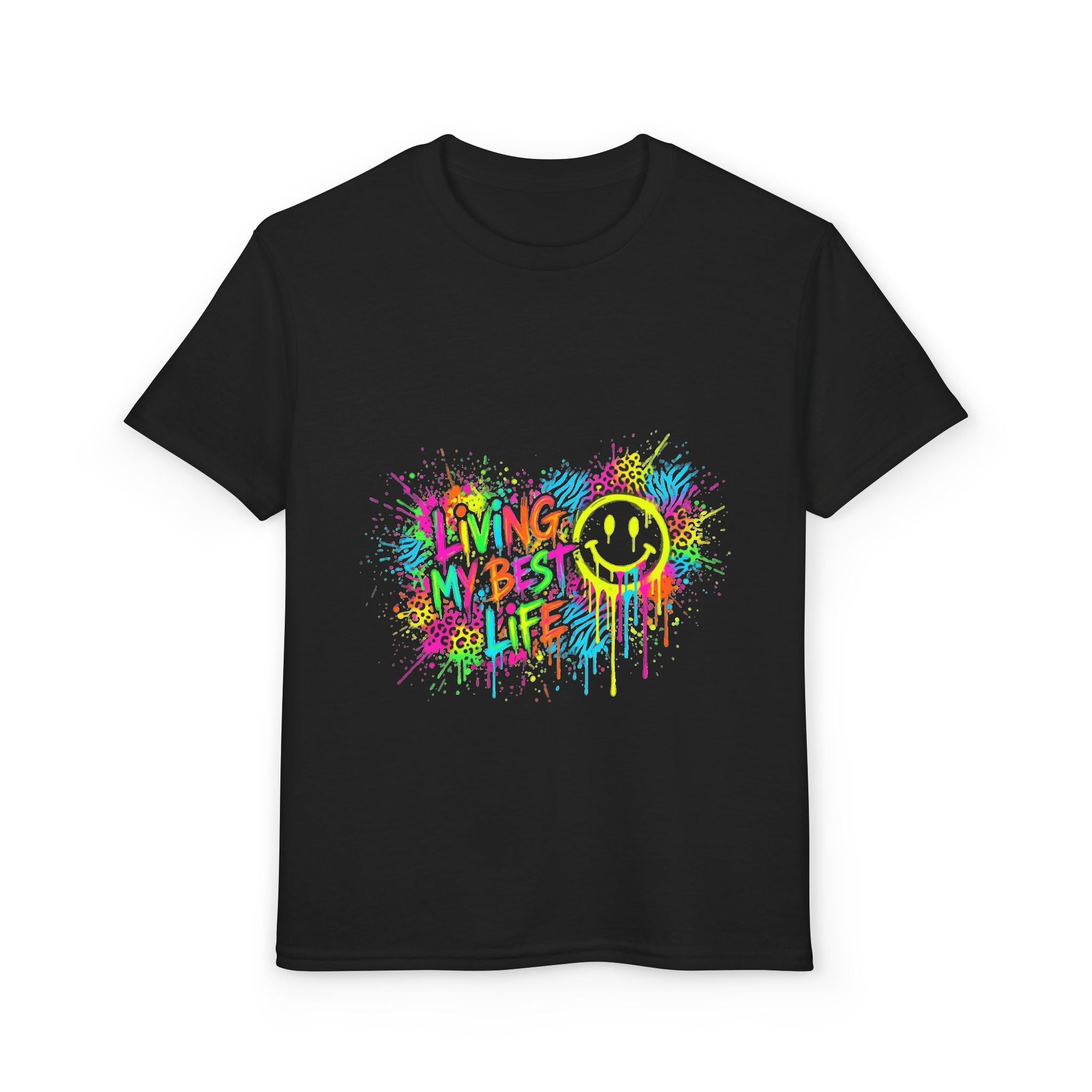 Youth T-Shirt - Colorful Paint Splatter Smiley Design