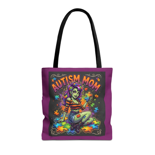 Autism Mom Tote Bag — Colorful Puzzle Piece Support Design