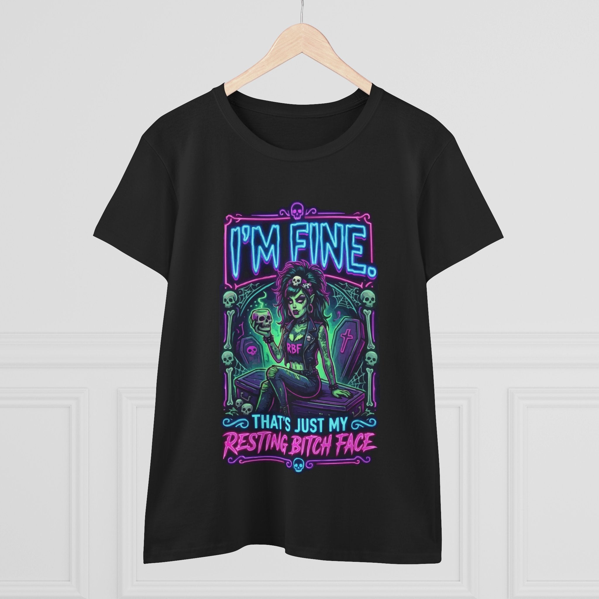 I'm Fine Gothic Tee — "That's Just My Resting Bitch Face" Women's Graphic Shirt
