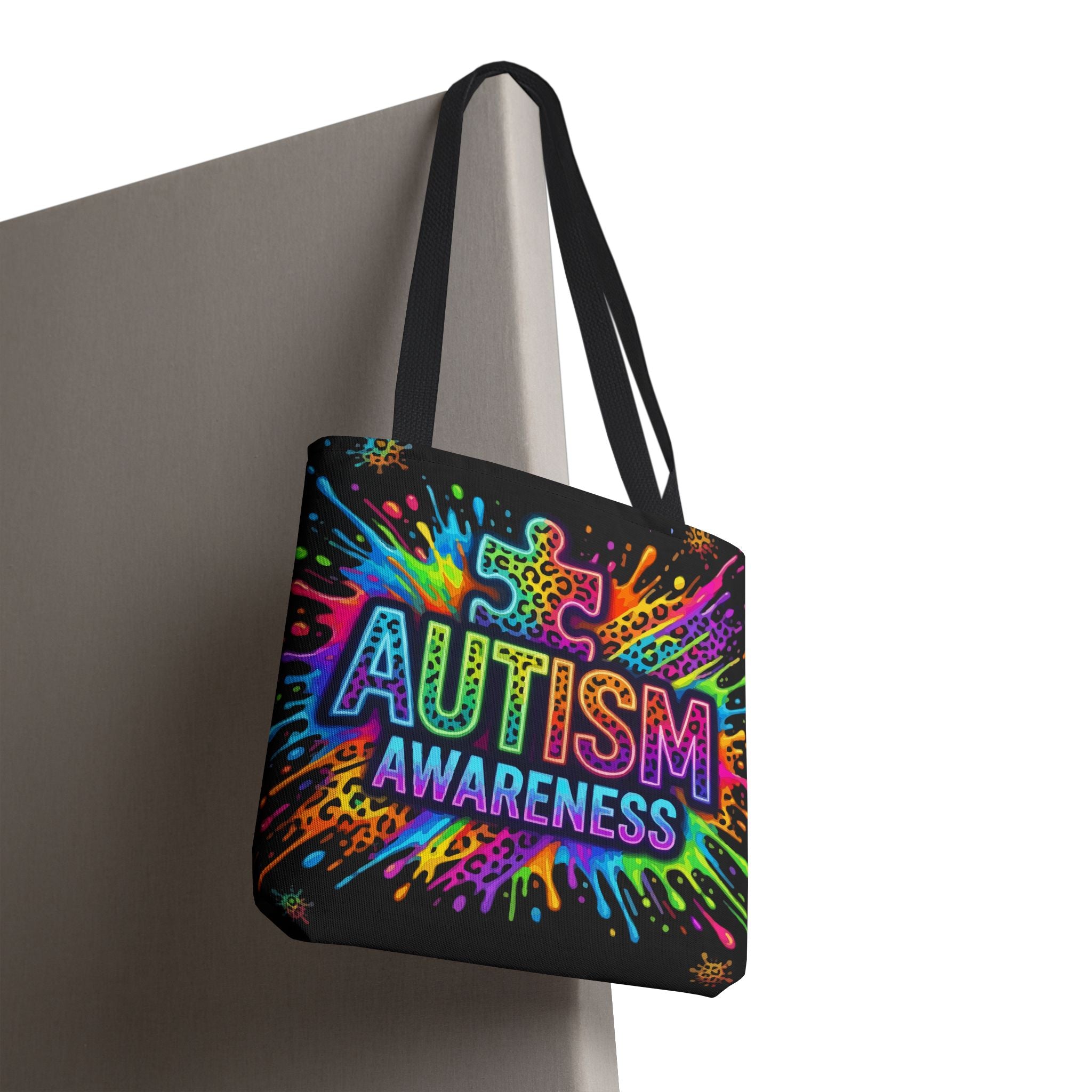 Autism Awareness Tote Bag — Colorful Puzzle Splash Eco Shopper