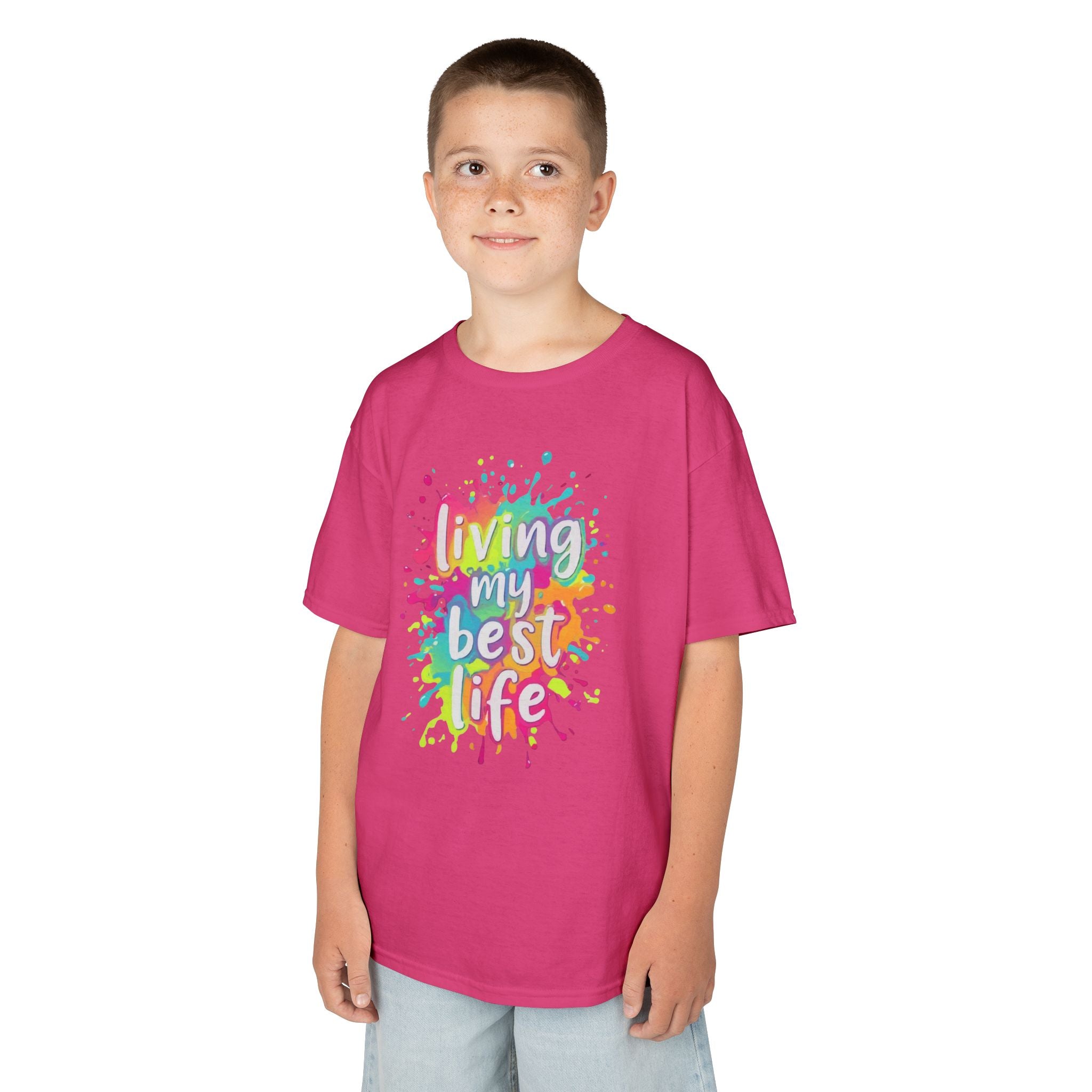 Kids T‑Shirt — "Living My Best Life" Colorful Paint Splash Tee