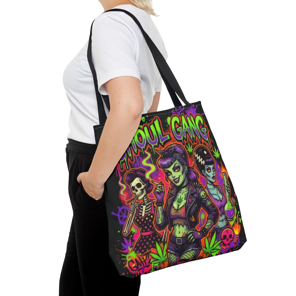 Ghoul Gang Tote Bag — Neon Retro Halloween Horror Tote