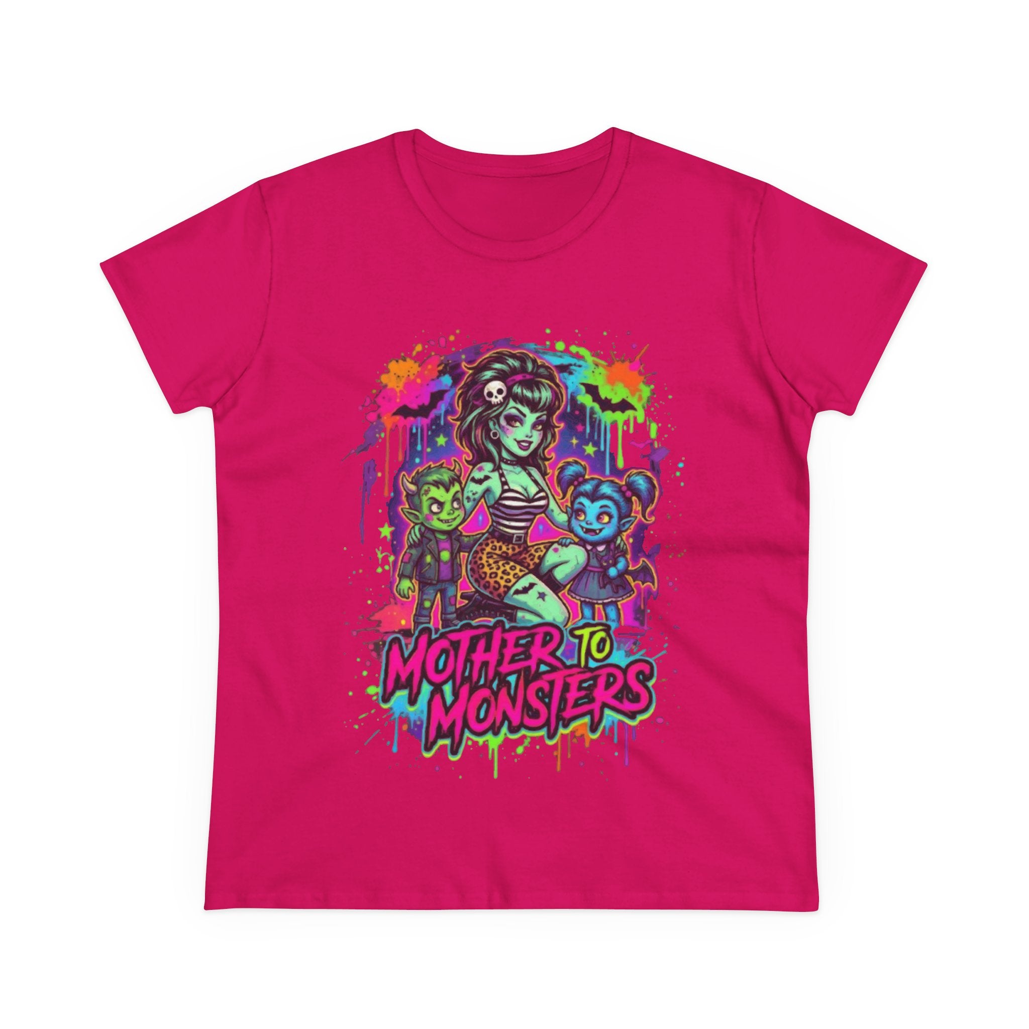 Mother to Monsters Tee — Neon Retro Mom & Kids Halloween Shirt