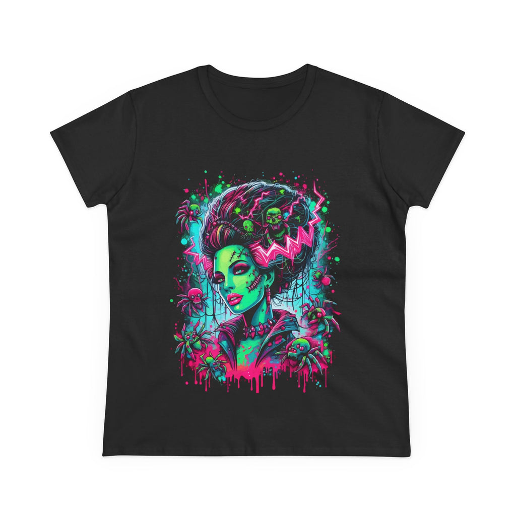 T-Shirt — Neon Bride of Frankenstein Art Tee (Spooky Gothic Halloween Shirt)