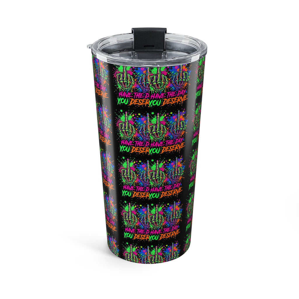 Neon Skeleton Splash 20oz Tumbler – "Save the Date You Deserve" Colorful Skull Travel Cup