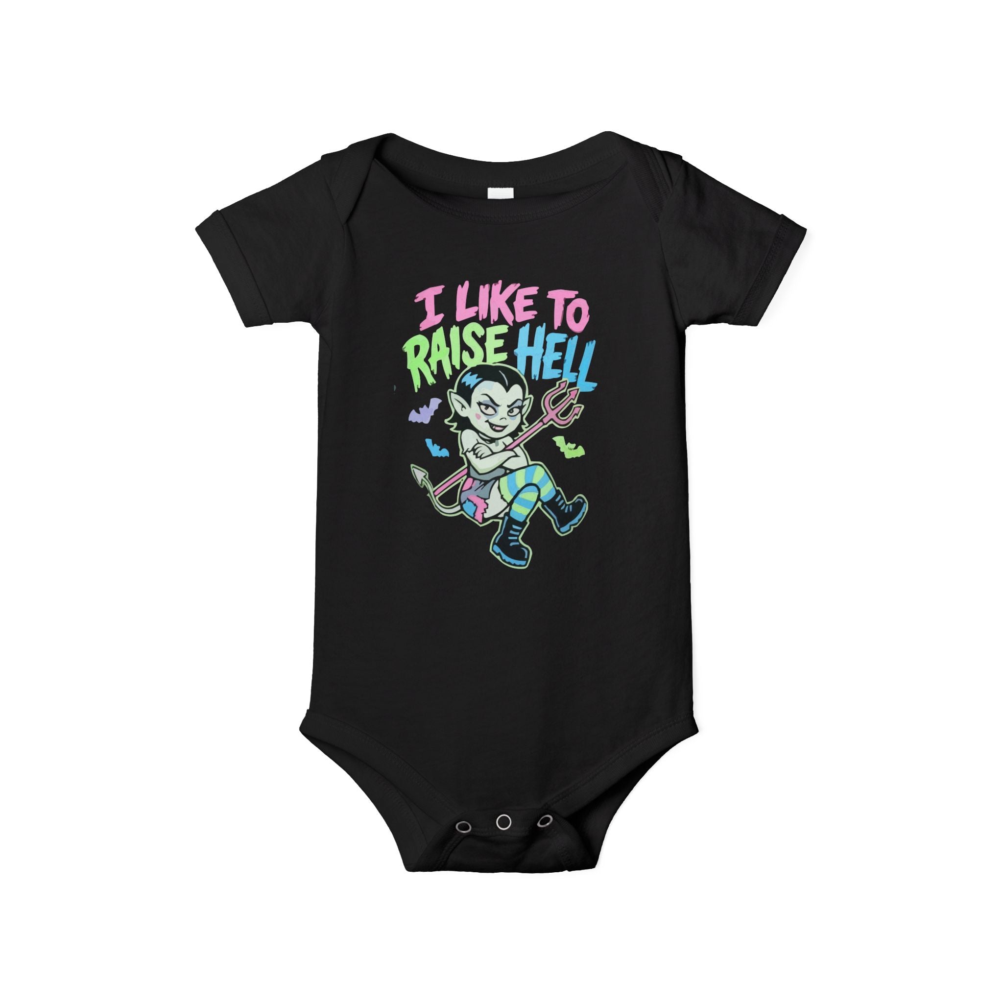 I Like to Raise Hell Baby Onesie — Cute Baby Demon Graphic Infant Bodysuit