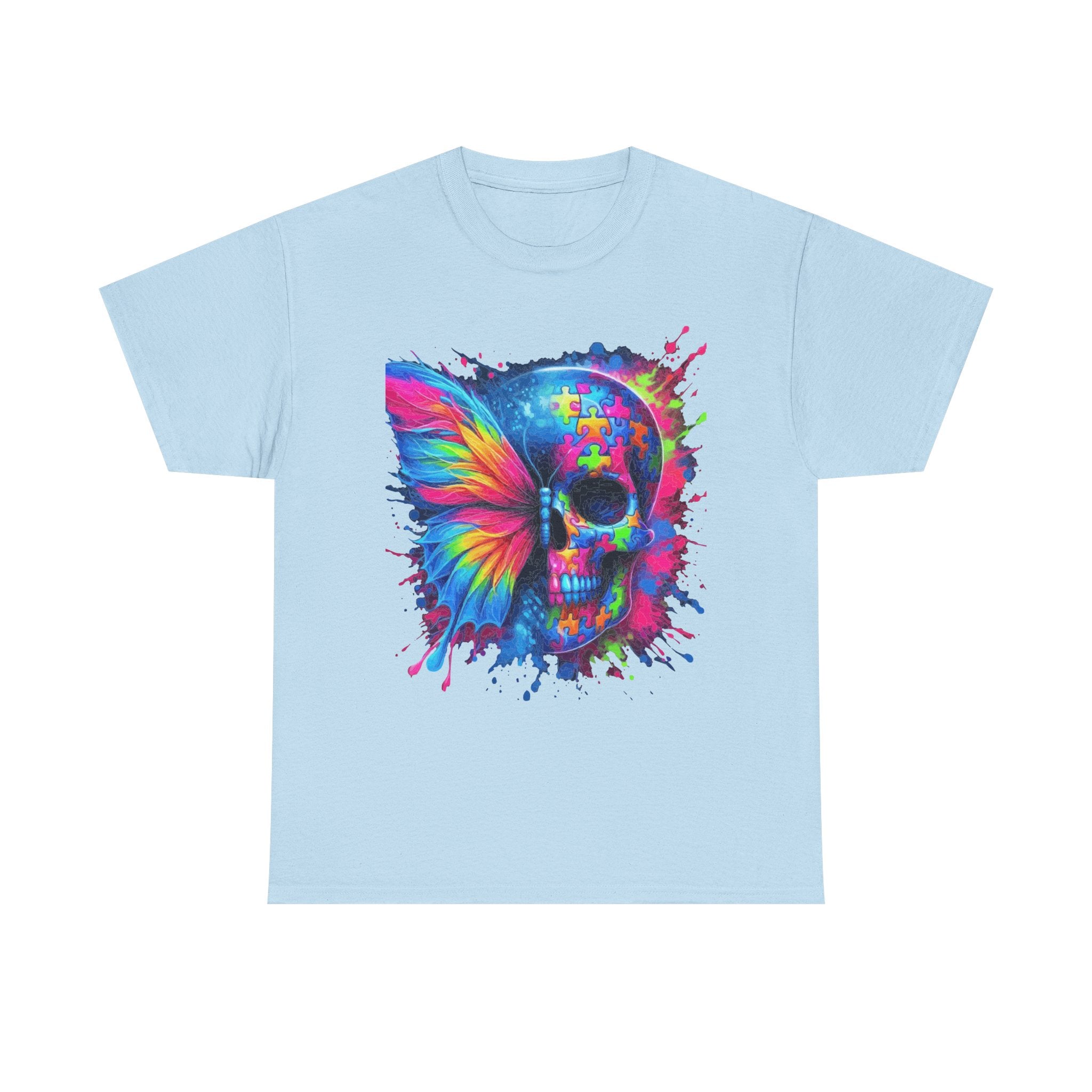 Autism Awareness Skull & Butterfly Tee