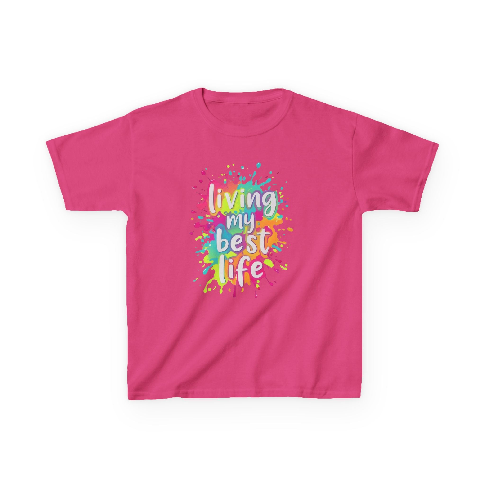 Kids T‑Shirt — "Living My Best Life" Colorful Paint Splash Tee