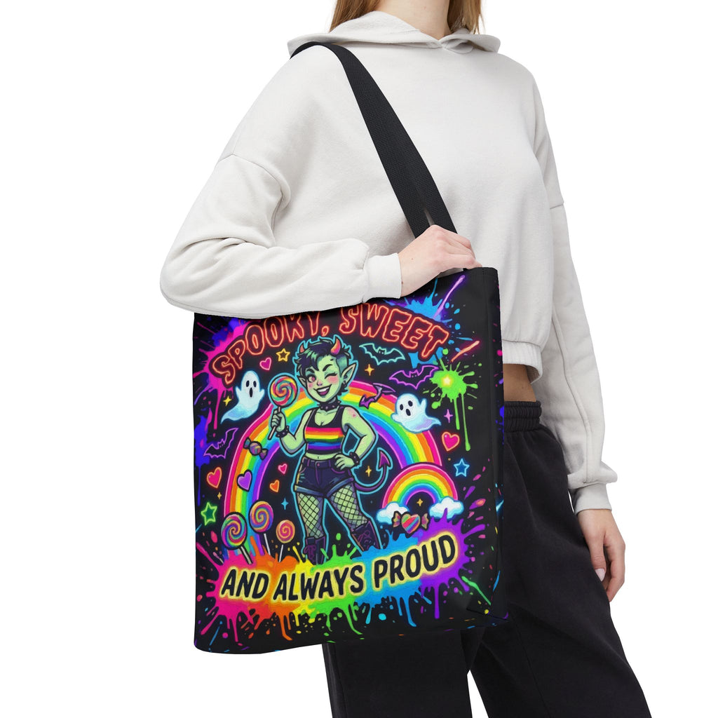 Spooky, Sweet and Always Proud Rainbow Goth Tote Bag