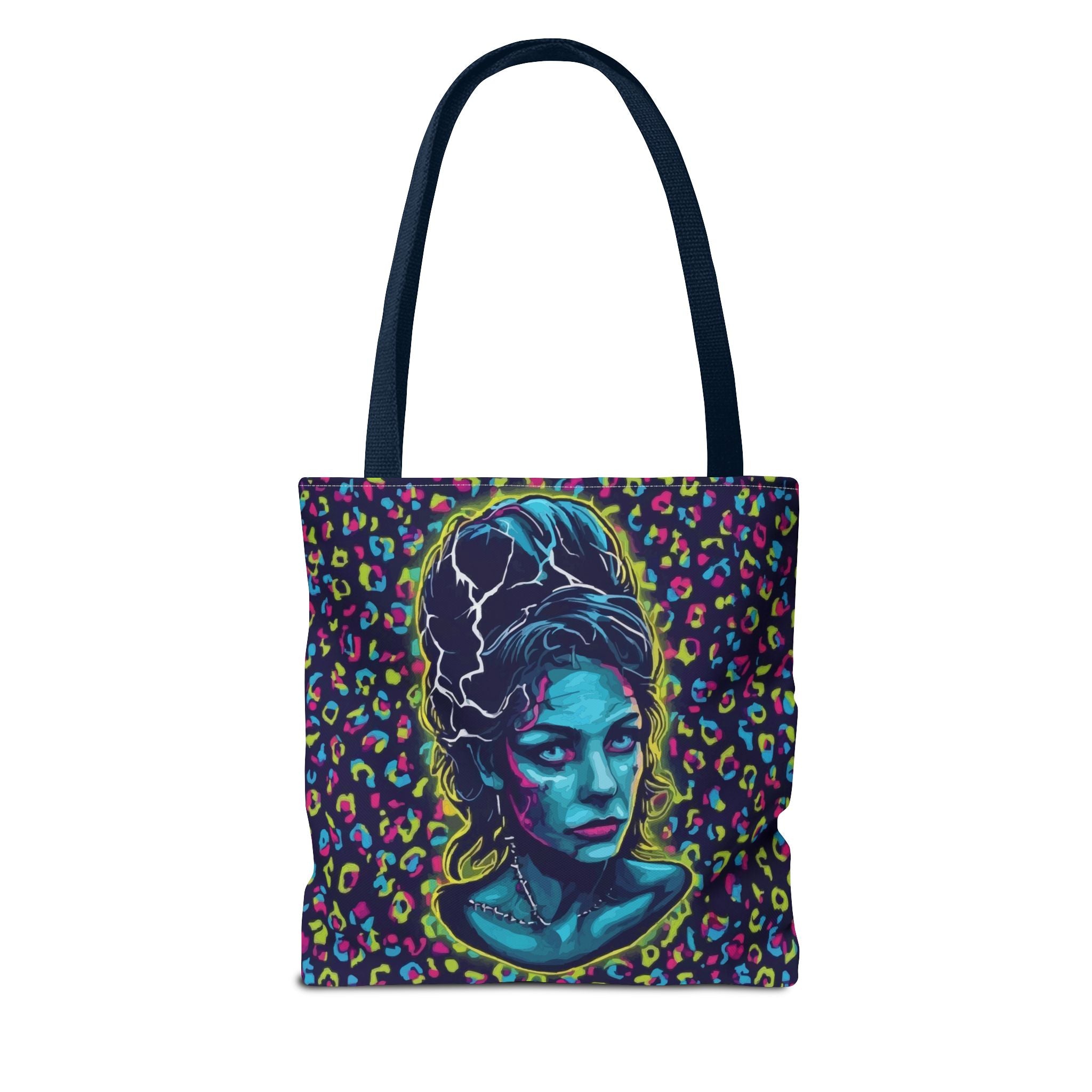 Neon Bride of Frankenstein Tote Bag - Retro Pop Art All-Over Print