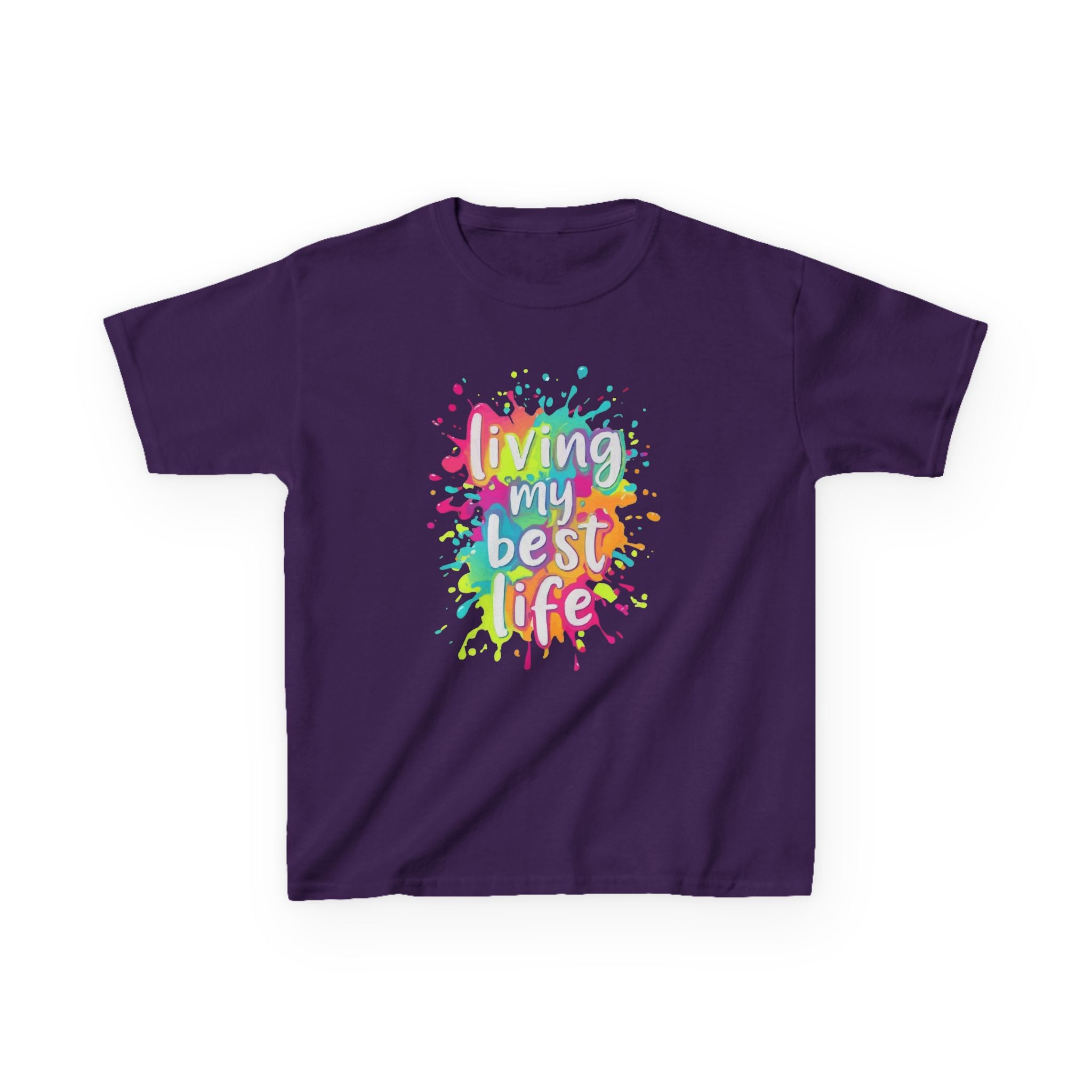 Kids T‑Shirt — "Living My Best Life" Colorful Paint Splash Tee