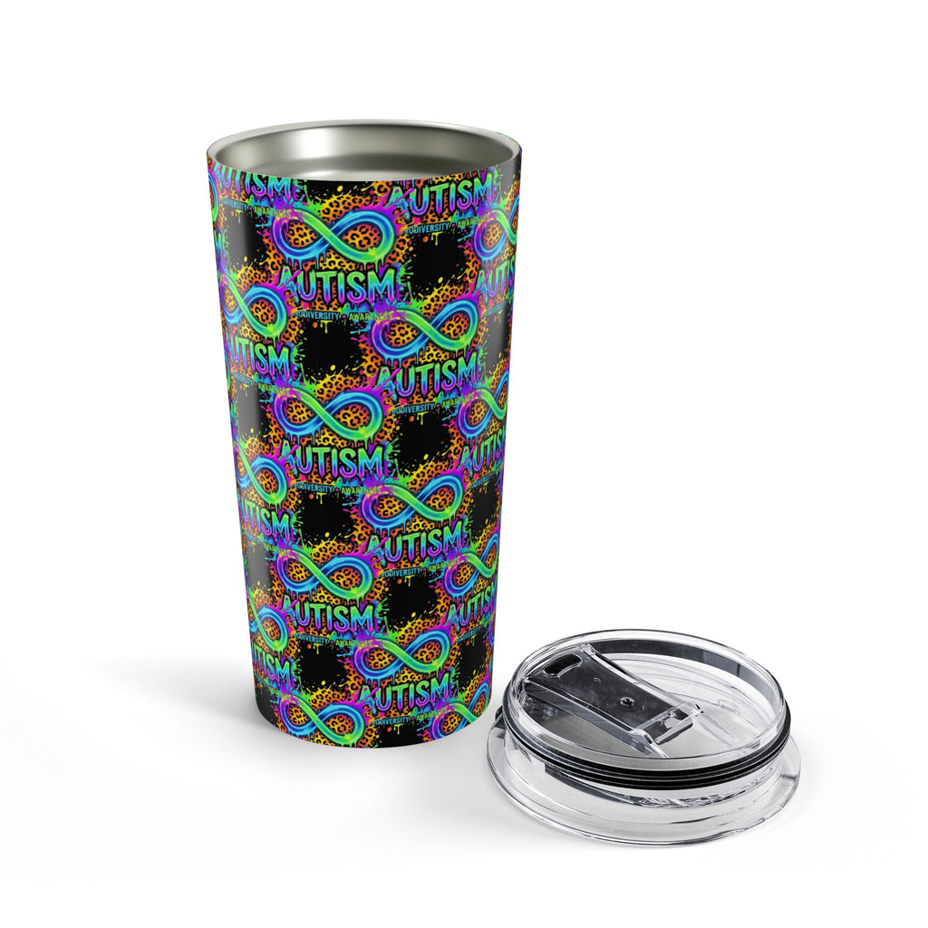 Autism Awareness Infinity 20oz Tumbler — Colorful Puzzle Ribbon Travel Cup