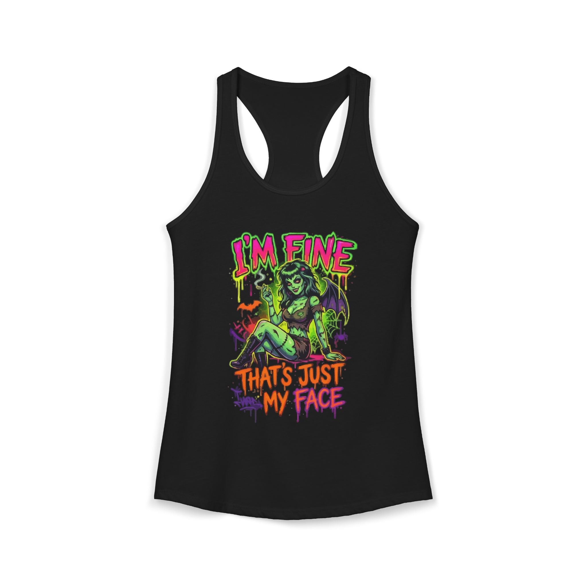 I'm Fine That's Just My Face Ghoul Racerback Tank — Women's Halloween Tank