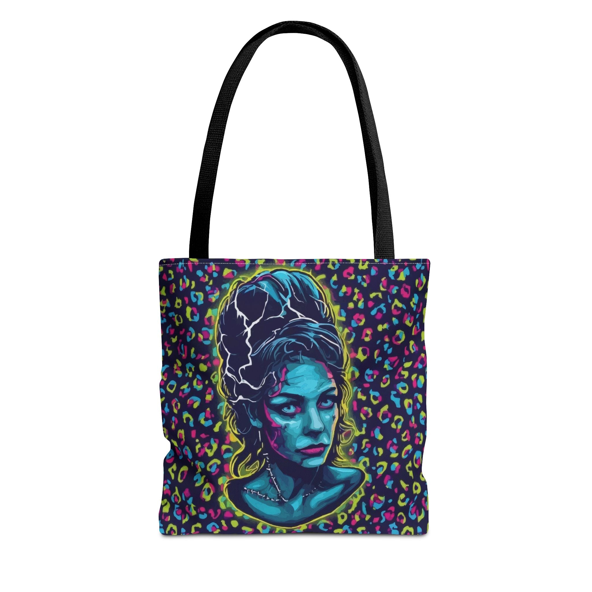 Neon Bride of Frankenstein Tote Bag - Retro Pop Art All-Over Print