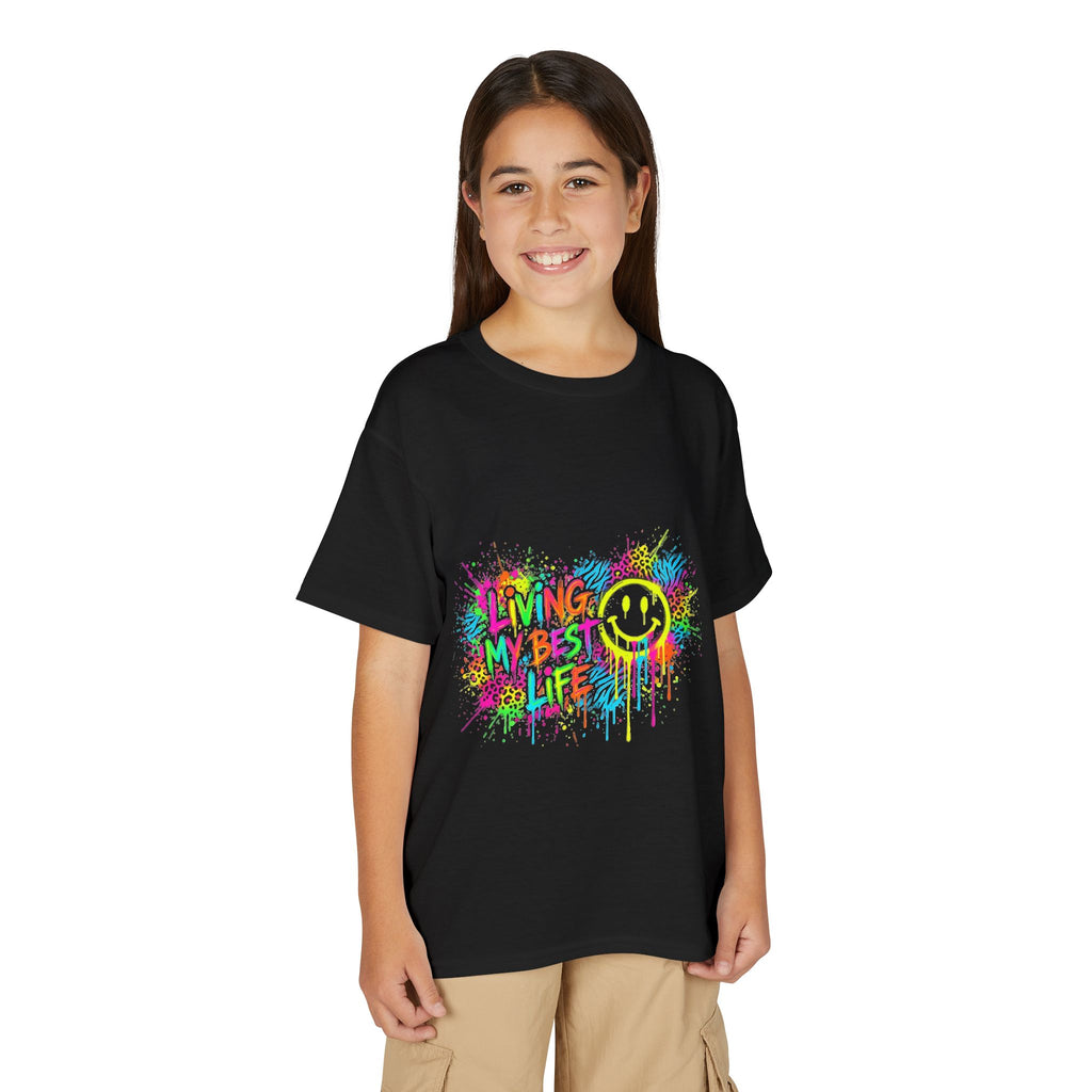 Youth T-Shirt - Colorful Paint Splatter Smiley Design