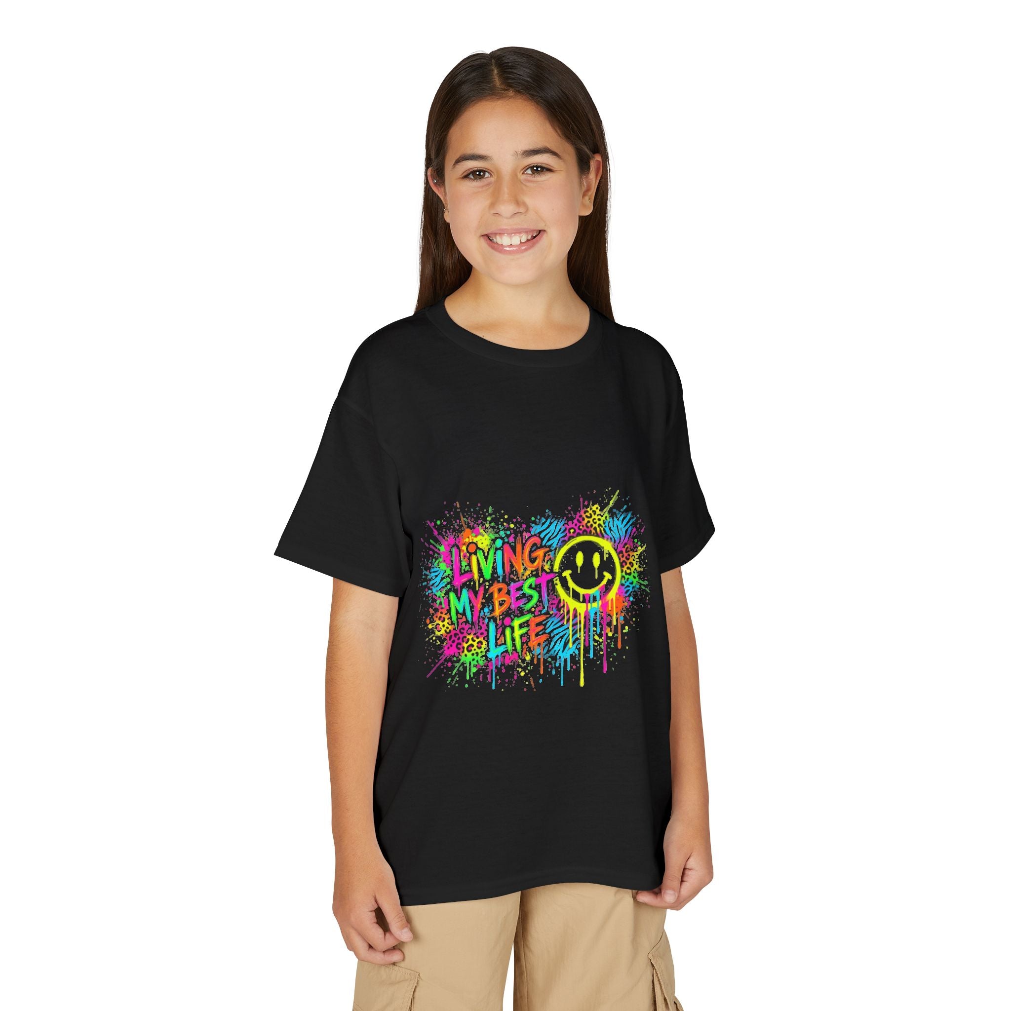 Youth T-Shirt - Colorful Paint Splatter Smiley Design