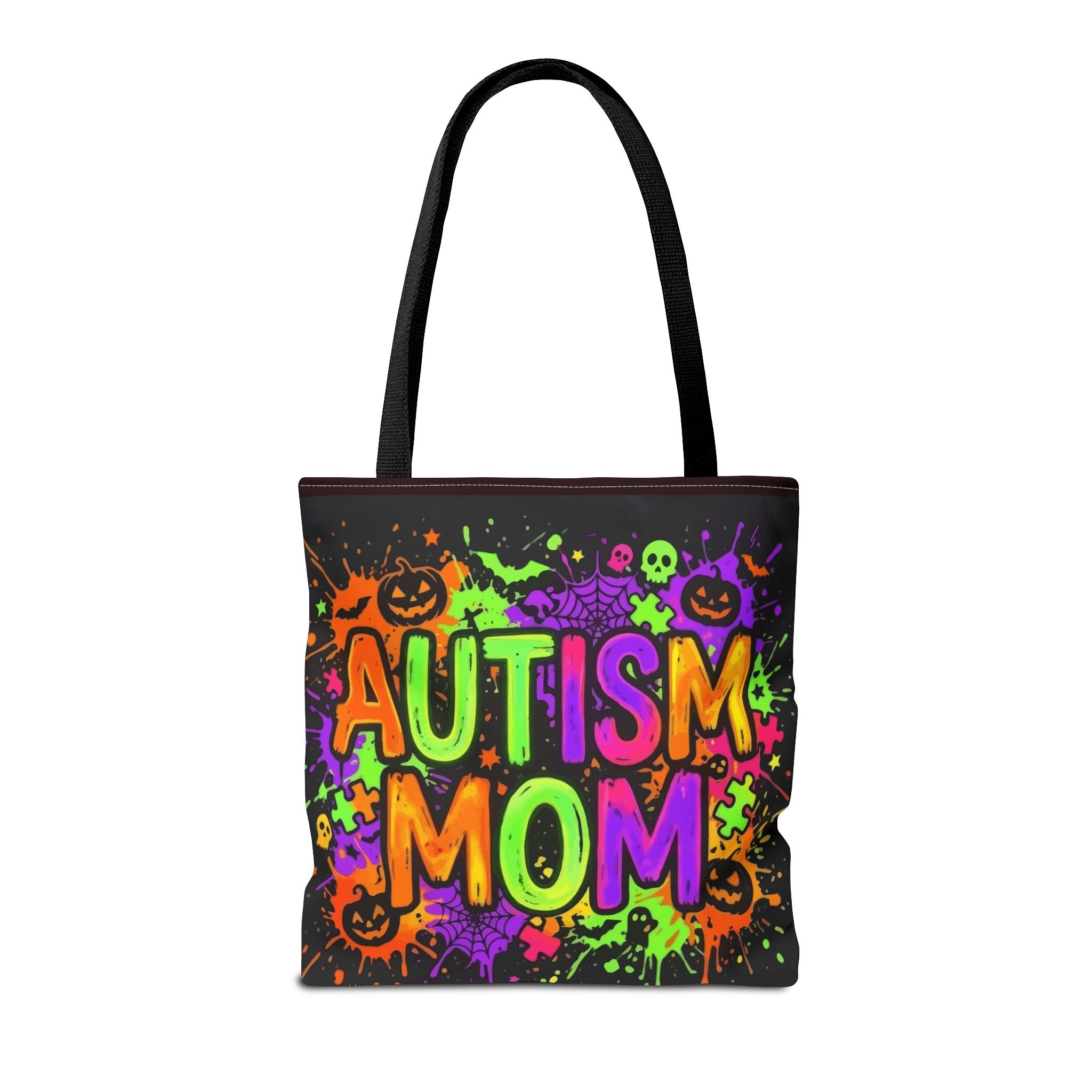 Autism Mom Tote Bag — Colorful Neon Halloween Awareness Shopper