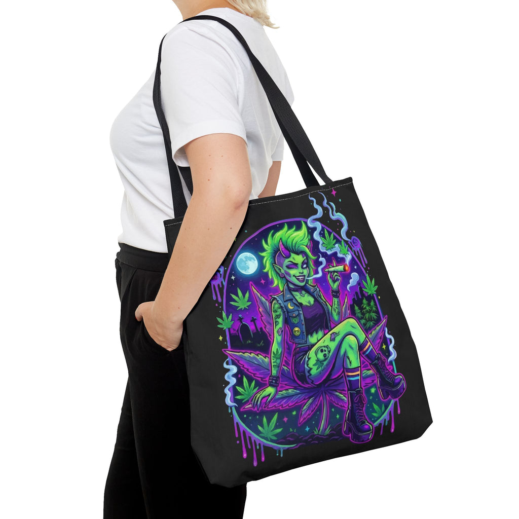 Neon Cannabis Tote Bag – Gothic Stoner Goth AOP Carryall