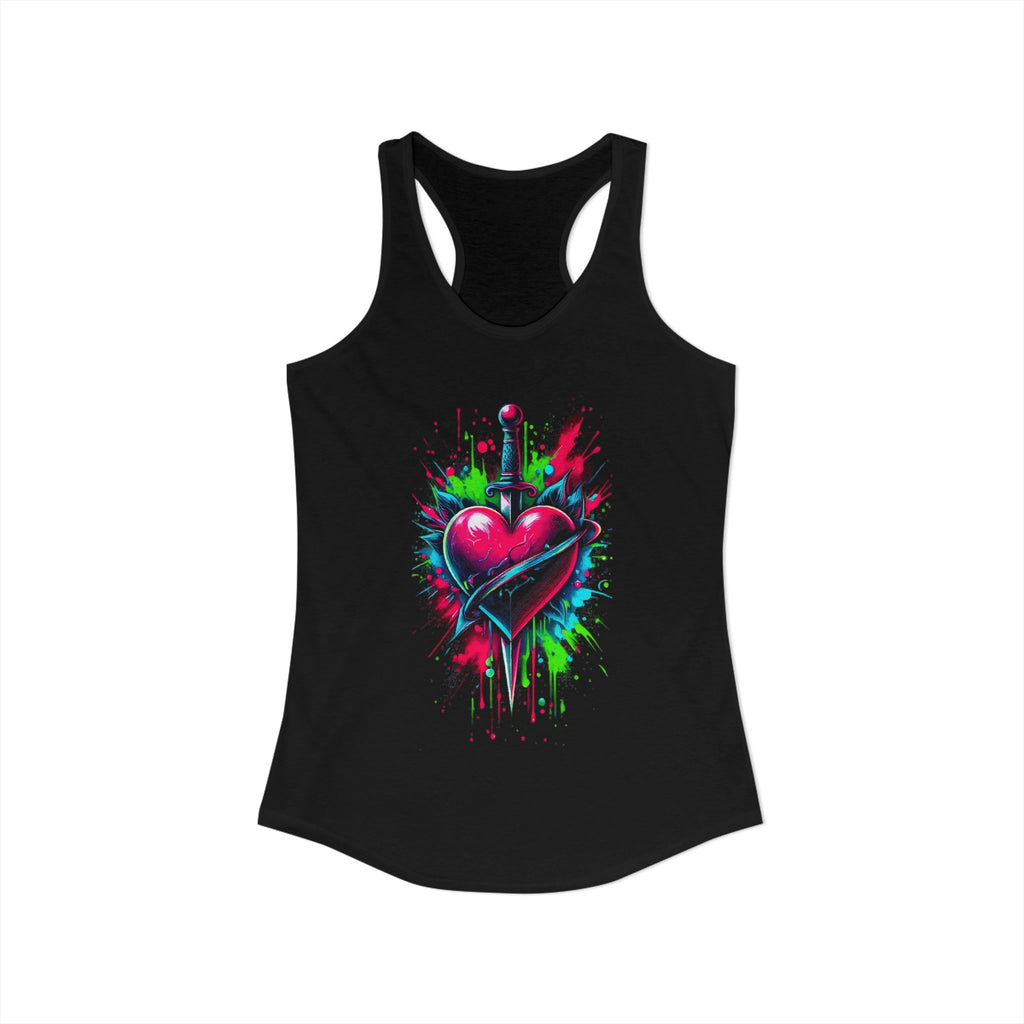 Women's Neon Heart & Dagger Racerback Tank Top