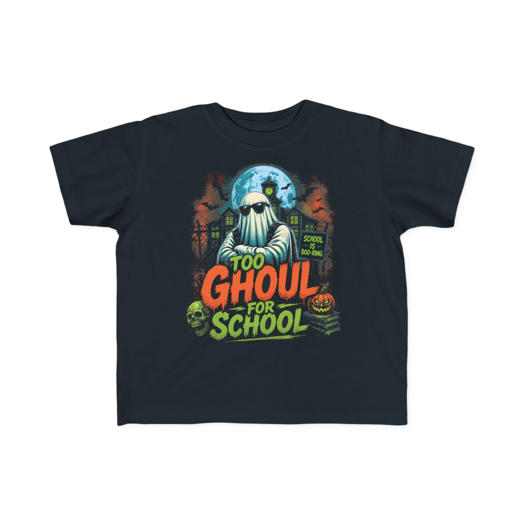 Toddler Halloween Tee — "Too Ghoul for School" Ghost Shirt